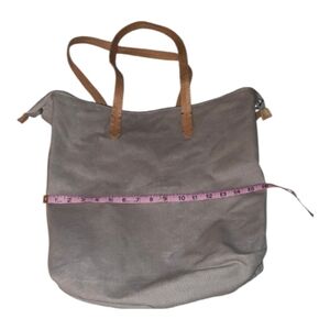 Hearth And Hand Tote Gray With Brown Handles